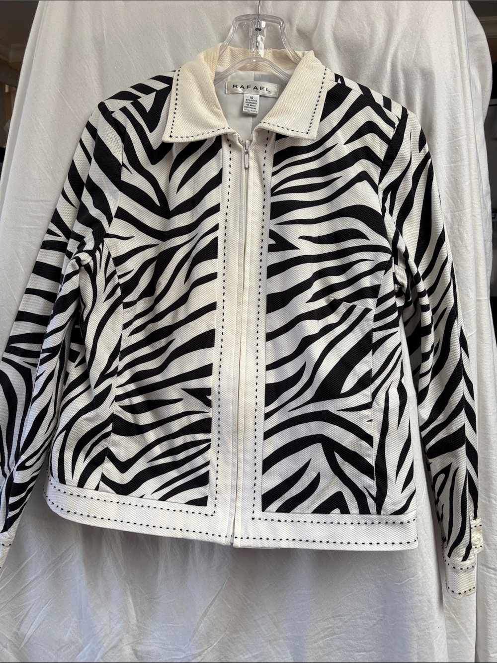 RAFAEL Black and White Zebra-Print Zip Jacket